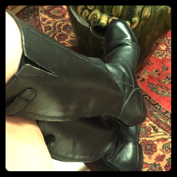 Black Leather Riding Boots - Picture 1 of 6